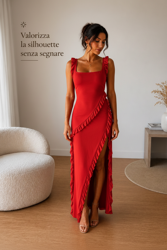 Vestito rosso brillante